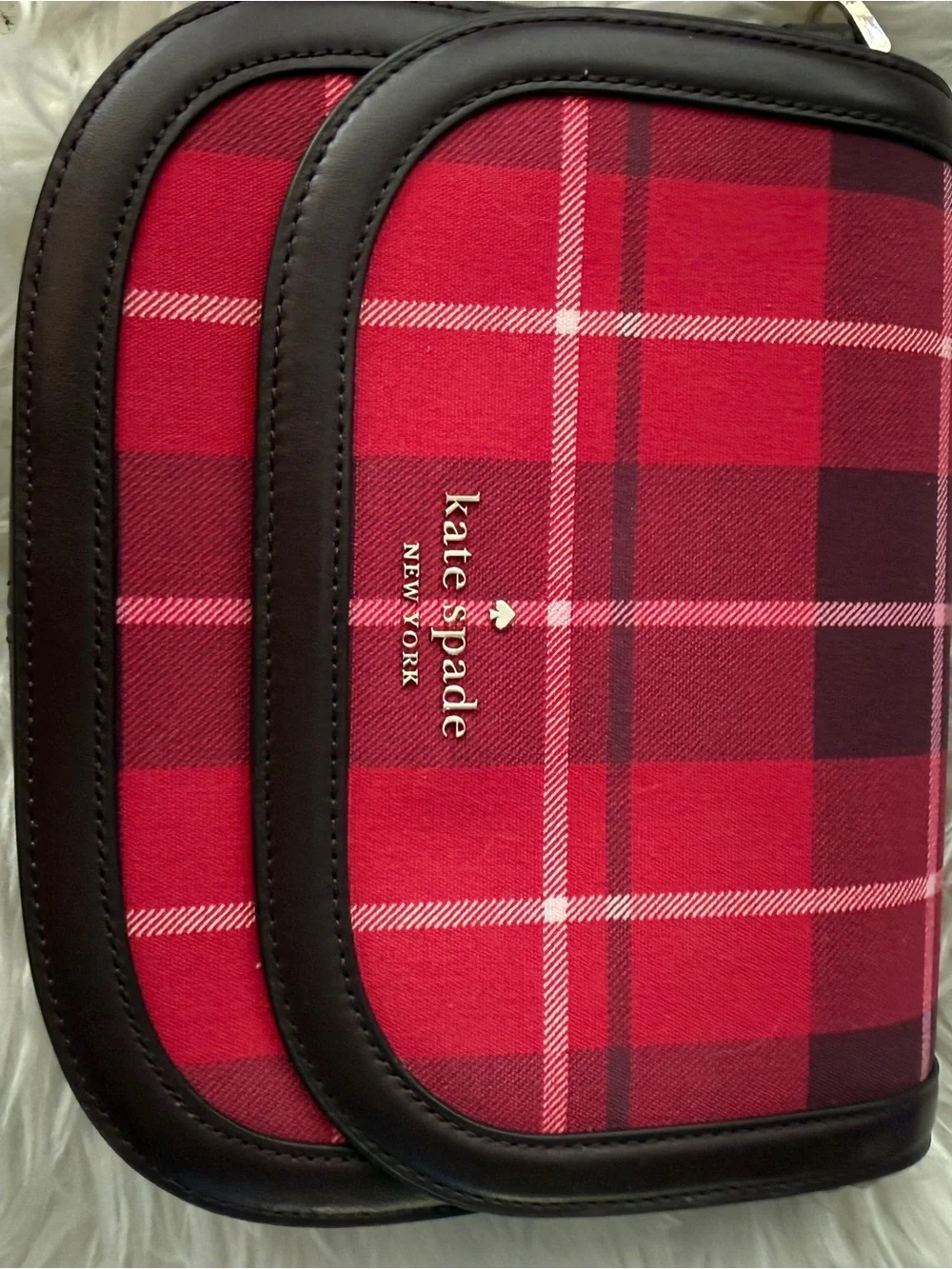 kate spade Red Plaid Crossbody Bag with Dark Trim